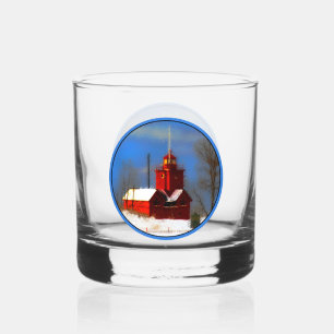 Vaso De Whiskey Gran pintura de faro rojo - Arte original