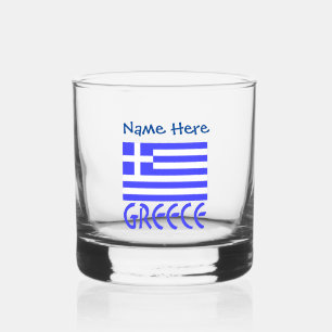 Vaso De Whiskey Grecia y la bandera griega: personalización azul
