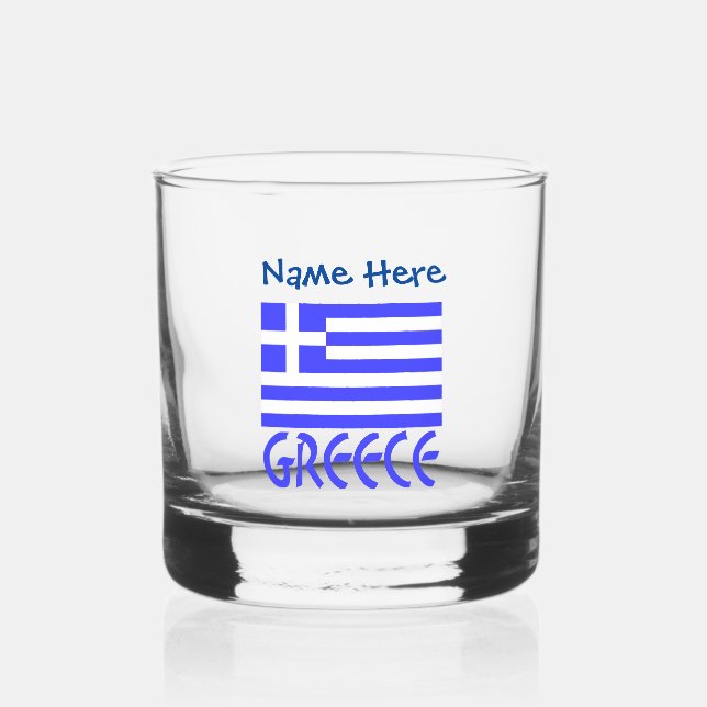 Vaso De Whiskey Grecia y la bandera griega: personalización azul (Anverso)