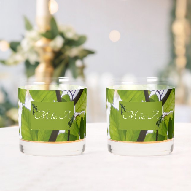 Vaso De Whiskey Green Leaves Boda Tumbler Glass (Insitu (Boda))