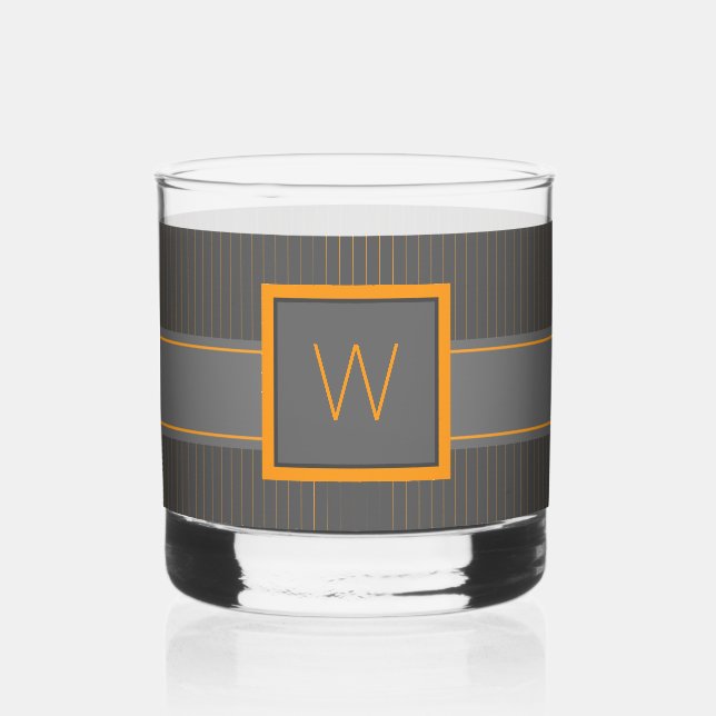 Vaso De Whiskey Gris con rayas naranjas (Anverso)