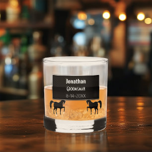 Vaso De Whiskey Groomsman Black Metallic Personalizado