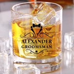 Vaso De Whiskey Groomsman Black Tie Shot<br><div class="desc">Boda Groomsman Black Tie Shot Liquor Whiskey Glass</div>
