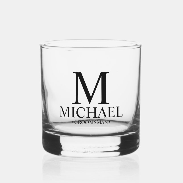 Vaso De Whiskey Groomsman personalizado moderno (Anverso)