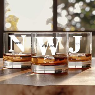 Vaso De Whiskey Groomsmen antiguo nombre personalizado de moda