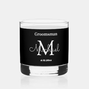 Vaso De Whiskey groomsmen personalizado mínimo blanco negro