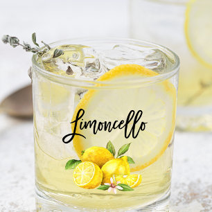 Vaso De Whiskey Guión de broche Watercolor Lemons Limoncello Glass