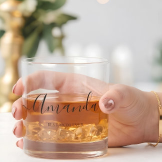 Vaso De Whiskey Guion personalizado de la mejor mamá Monograma Tal