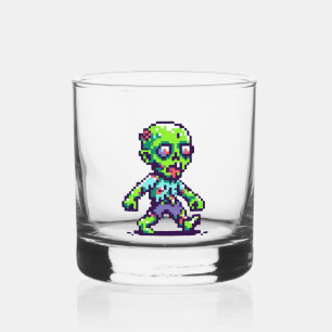 Vaso De Whiskey Halloween zombie divertido de 8 bits
