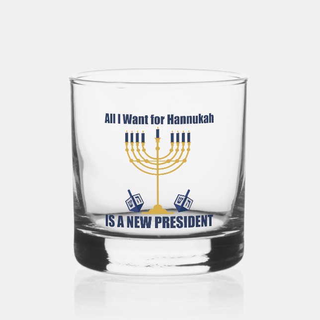 Vaso De Whiskey Hanukkah político judío anti Trump (Anverso)