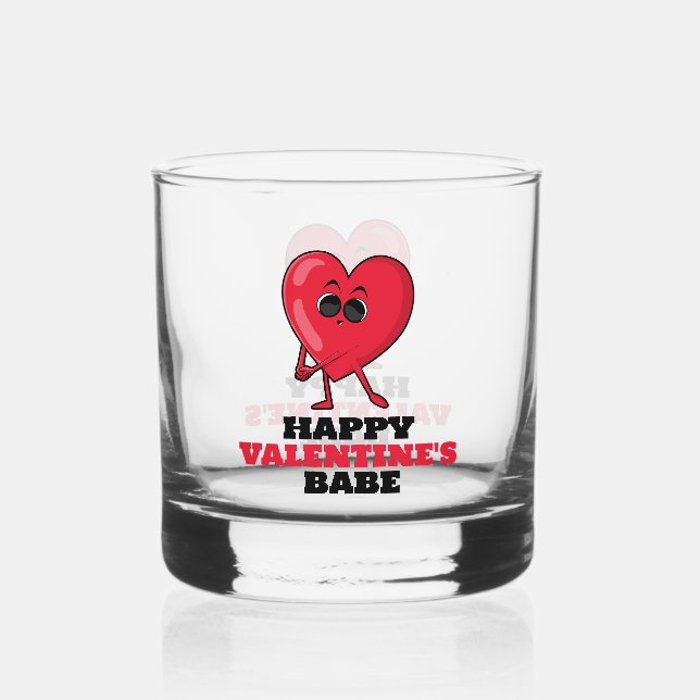 Vaso De Whiskey Happy Valentine’s Babe – Cute Heart Design (Anverso)