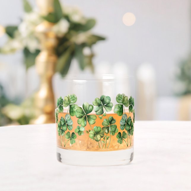 Vaso De Whiskey Hermosa acuarela verde Shamrock (Insitu (Boda))