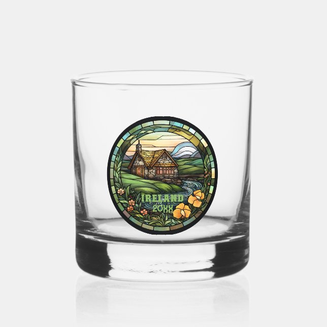 Vaso De Whiskey Hermoso Souvenir de Irlanda Verde (Reverso )