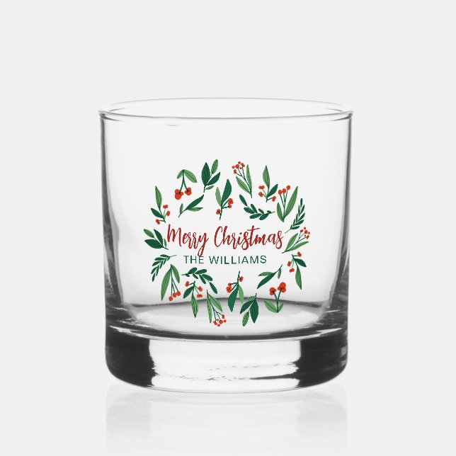 Vaso De Whiskey Hermosos Navidades Personalizados de Red Green Hol (Anverso)