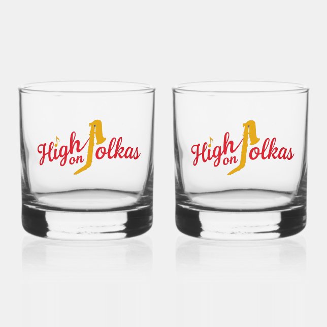 Vaso De Whiskey High on Polkas Logo Drinkware Set (Anverso)