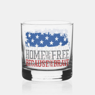 Vaso De Whiskey Hogar de los libres por los valientes bandera de E