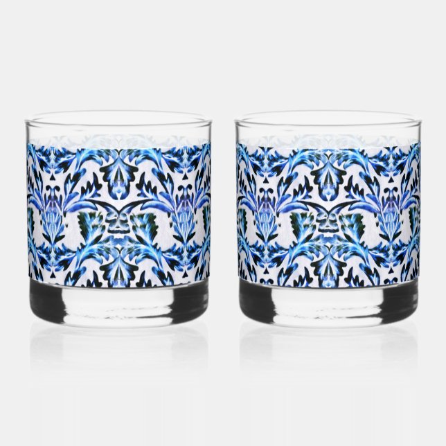 Vaso De Whiskey Hoja Azul Desplazada (Anverso)