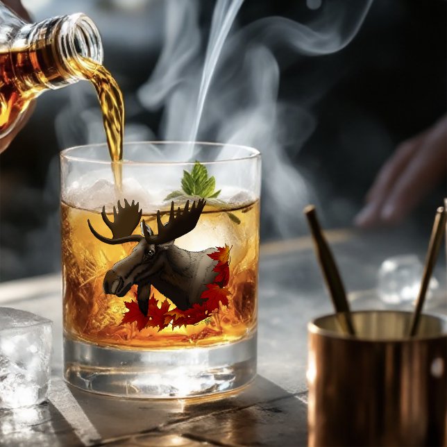 Vaso De Whiskey Hojas de arce rojas de Moose (Subido por el creador)