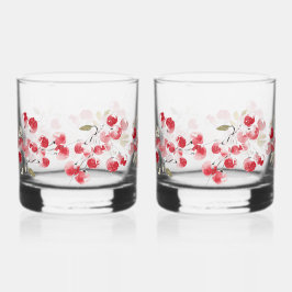 Vaso De Whiskey Holiday Red Berry Watercolor