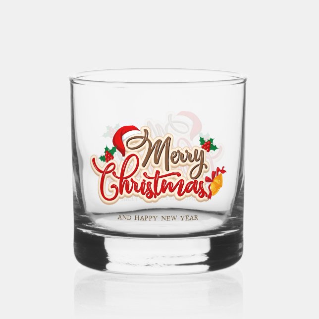 Vaso De Whiskey Holiday Whiskey Glass Set – Merry & Bright Barware (Anverso)