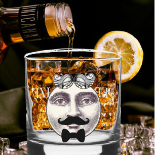 Vaso De Whiskey Hombre vintage en corbata de arco de la luna