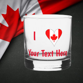 Vaso De Whiskey I (Corazón de la Bandera Canadiense) Su Texto Rojo