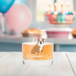 Vaso De Whiskey Ilustracion de Bulldog inglés personalizado