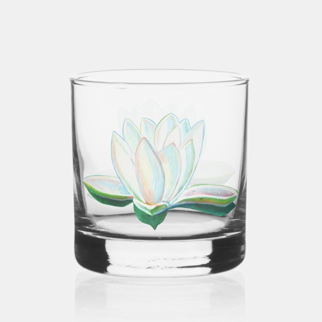 Vaso De Whiskey Ilustracion Lotus blanco irlandés (Anverso)