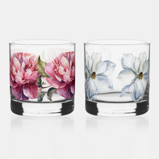 Vaso De Whiskey Ilustradas a mano dos diseños diferentes (Anverso)