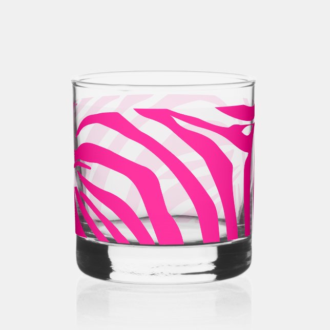 Vaso De Whiskey Impresión de cebra rosa (Anverso)