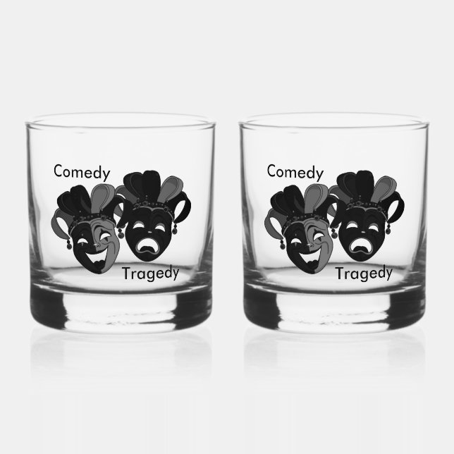 Vaso De Whiskey Impresionante comedia y máscaras de bufanda de tea (Anverso)