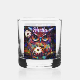 Vaso De Whiskey Impresionista y caprichosa lechuza floral personal