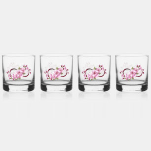 Vaso De Whiskey Infinito con las flores de flores de Sakura Blosso