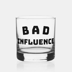 Vaso De Whiskey Influencia MALA Roca Vidrio – Tipografía Negra y A