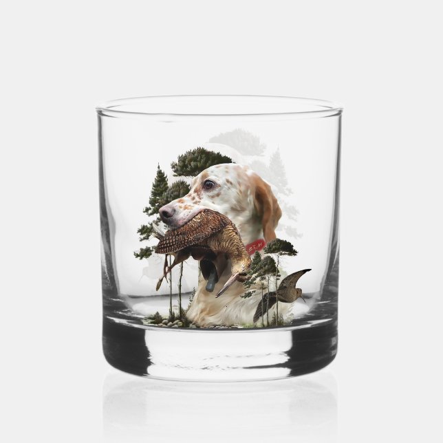 Vaso De Whiskey Inglés Setter , Caza (Anverso)