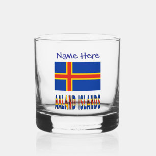 Vaso De Whiskey Islas Åland Bandera Ålander Azul Personalización