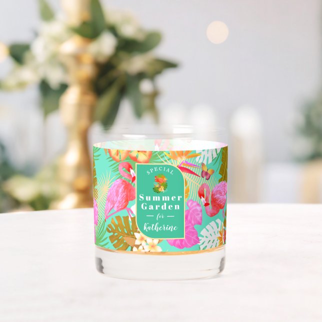 Vaso De Whiskey Jardín tropical Flamingo Verde azulado (Insitu (Boda))