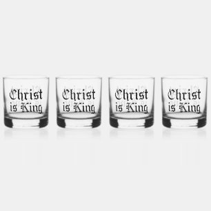 Vaso De Whiskey Jesucristo es Rey Arte Grunge Gothic Blackletter