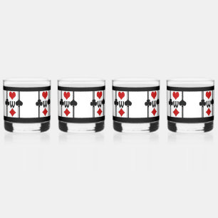 Vaso De Whiskey Juego de 4 juegos de cartas de juego Art Déco con