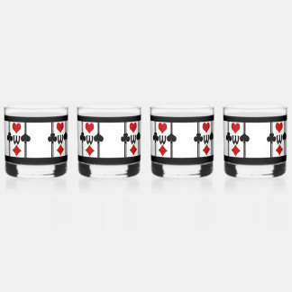Vaso De Whiskey Juego de 4 juegos de cartas de juego Art Déco con