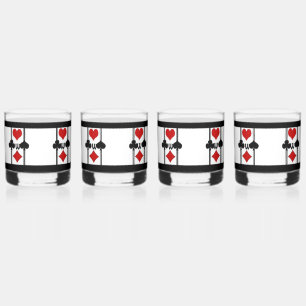 Vaso De Whiskey Juego de 4 juegos de cartas de juego Art Déco con