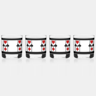 Vaso De Whiskey Juego de 4 juegos de cartas de juego Art Déco con 