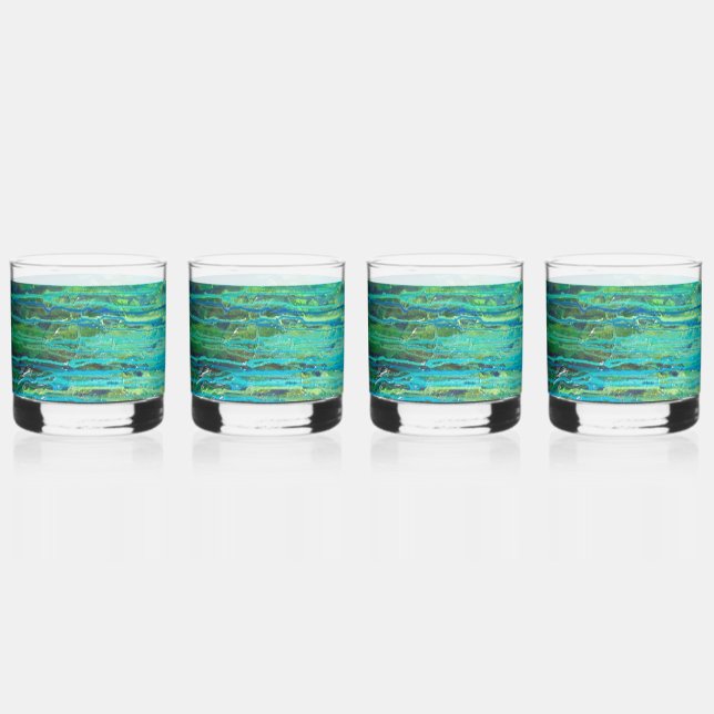 Vaso De Whiskey Juego de artículos para bebidas de 4 con arte impr (Anverso)