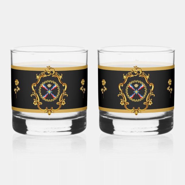 Vaso De Whiskey Juego de bebidas con bandera asiática (Anverso)