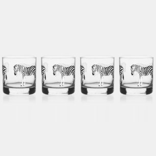 Vaso De Whiskey Juego de bebidas de impresión Zebra