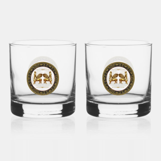 Vaso De Whiskey Juego de bebidas Golden Lamassu (Anverso)