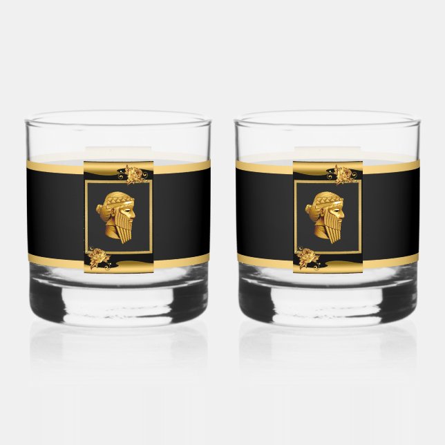Vaso De Whiskey Juego de bebidas King Sargon (Anverso)