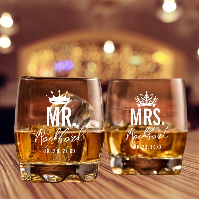 Vaso De Whiskey Juego de bodas personalizadas de script mínimo de  (Subido por el creador)