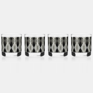 Vaso De Whiskey Juego de Drinkware Resumen Blanco y Negro