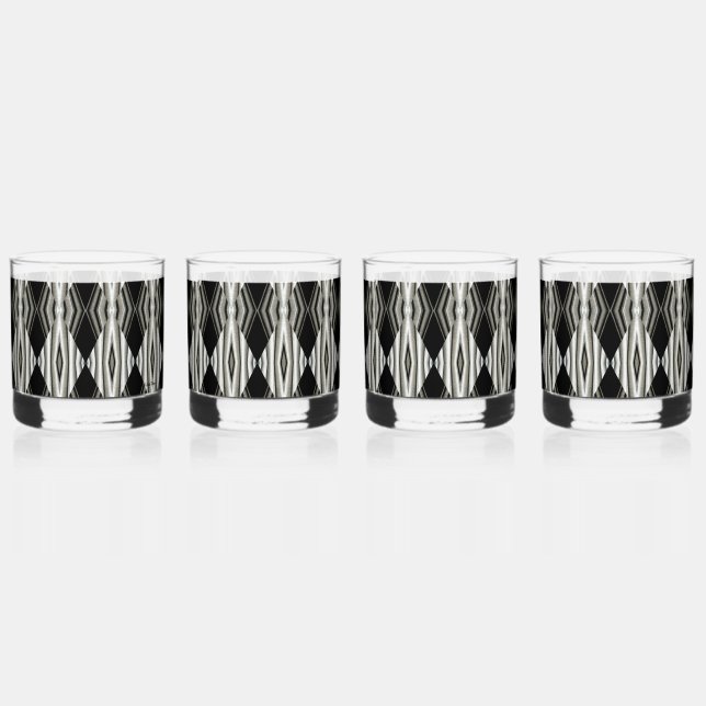 Vaso De Whiskey Juego de Drinkware Resumen Blanco y Negro (Anverso)